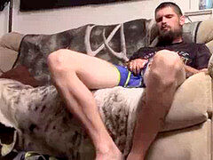 Bearded jock Nolan drains off heterosexual massive cock solo