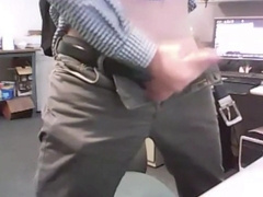 dad strokes cock at the office 3 4