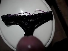 cum in niece black sexy panty