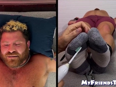 Hairy Riley was bound and endured the tickling torment by the master