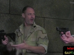 Army guy drool roasted in three-way