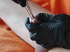 Sounding my dick with metal tools