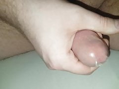 Cum into condom with testicles in condom, balls in condom