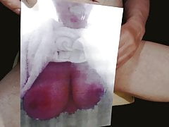 naughty slut gets face and big tits creamed with cum