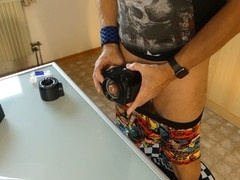 I test out a new, super cool masturbator, but my thick cock barely fits inside it