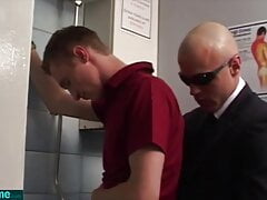 Eurocreme.com - Bodyguard fucks twink in public toilet