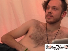 SwingYourBalls.com - Pretty gay Woody Johnson enjoys intense cock tugging then cums hard