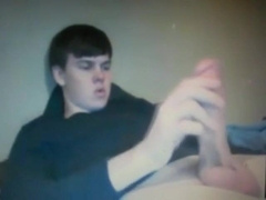 Chubby Guy Strokes His Huge Cock on Cam