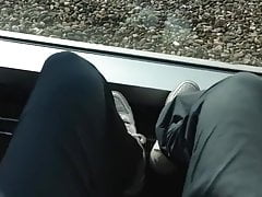 Pissing and Huge Cumshot at the Airport