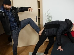 Slim hunks Kotly and Paul enjoy bareback anal sex