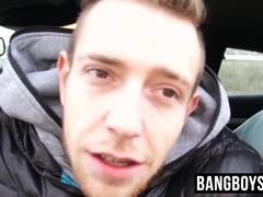 Young stud seduced into giving a sensual blowjob outdoors
