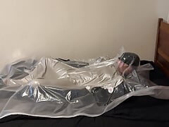 Nov 2 2023 - VacPacked in my PVC mask face shield latex trenchcoat latex tuxedo and PVC aprons