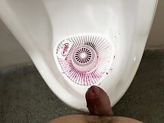 Masturbating with piss and cumshot in urinal