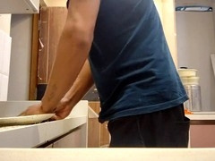Daddy peeing public bathroom, gay latino big cock, black