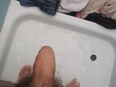 Toying with your salami in the bathroom