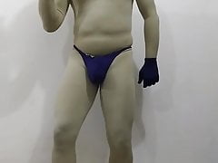 Zentai hand dumbbell exercise Spandex