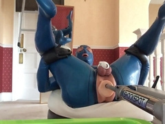 pvcsissy in chastity anal fucking machine 4