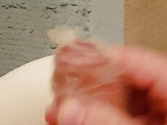 Wank and Cum in comdom