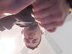 POV stroking thick white cock cumshot