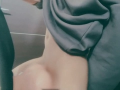 Handsome guy jerks off to wild hip-wiggling sex, cums inside his lifelike sex toy.