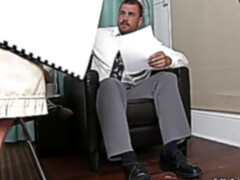 Handsome stud jerks off while having his bare feet worshiped