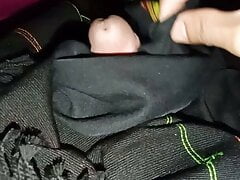 Huge Cum on soft black shawl