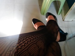 Black Patent Pumps with Black Stirrup Tights Teaser