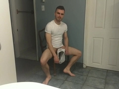 Bulge Play In White Briefs And T-shirt