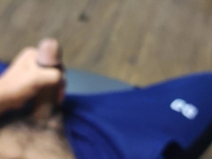 guy ejaculates trio times in his sports trousers