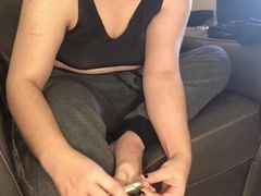 A young Euro femboy indulges in painting his toes and explores foot fetish pleasures