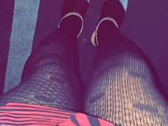 Showing off new heels, tights, and a little more..