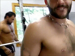 MM two unshaved Muscle Hunks plumb humid at the Gym
