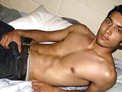 Hunky ex-boyfriend stroking his hairy cock for the camera