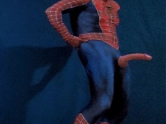 Spiderman's MONSTROUS PECKER on the video set of Spidey's Web's part two... Spiderman Supah Hero