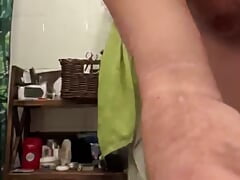 Guy pushes out big apple out of his loose ass