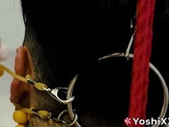 Submissive Yoshi Kawasaki moans while being bound and gagged