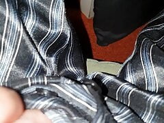 Master Ramon jerks off in hot satin pajamas and squirts on his divine, yummy