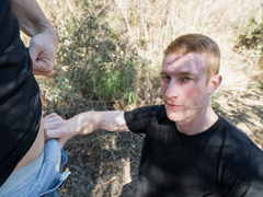 Ginger male grabs cock for a few outdoor POV rounds with it