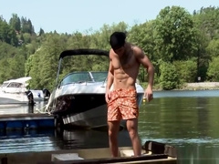 Rudy and friend bareback on a boat