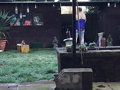 Faggot Jeffrey Mitchell in the garden