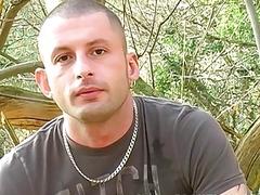 Outdoor jerking off with UK youngster