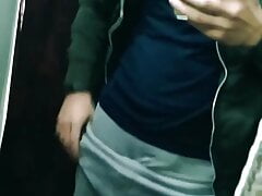 Gay teen boy changing pants nude in the shop