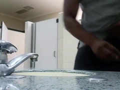 Black perv caught jerking in restroom 3
