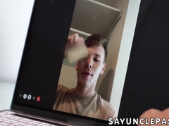 Damian Rose kneels down and worships Jax Thirio massive cock