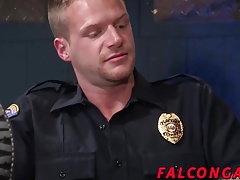 Muscle hunk prison guard anal action during work