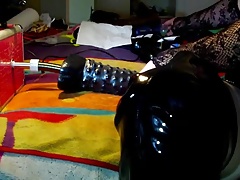 Fi Fi in Black Fucking Machine Bumpy Dildo SIDE