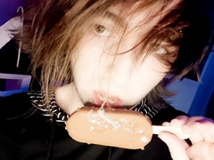 Adorable Lad Femboy Makes Cummy Ice-lollys