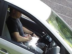 Car Masturbating and Cumming in a parking lot - voyeur view