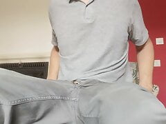 Hot guy jerking off and cumming on the lounge table