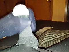 Stroking the sock cock